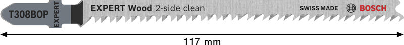 Bild der Produktabmessungen, Sägeblatt, Holzsäge, 2-seitig, Zahnform, 117 mm