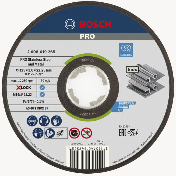 Bosch PRO Stainless Steel and Metal X-Lock Trennscheibe, 125 x 1.6 x 22,23 mm