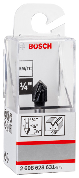 Bosch PRO V-Nutfräser, 8&nbsp;mm, D1 16&nbsp;mm, L 16&nbsp;mm, G 45&nbsp;mm, 90°