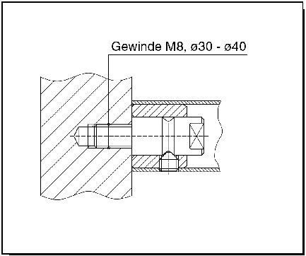 OGRO Türgriffbefestigung GZ 234 für Profil- und Vollblatttüren, einseitig, unsichtbar, M8, für 30, 32 und 40 mm Griff-ø 20 mm Einschraubtiefe
