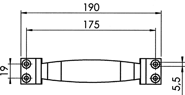 Griffstange, Schrankgriff, Metallgriff, Schubladengriff, Maße-190mm