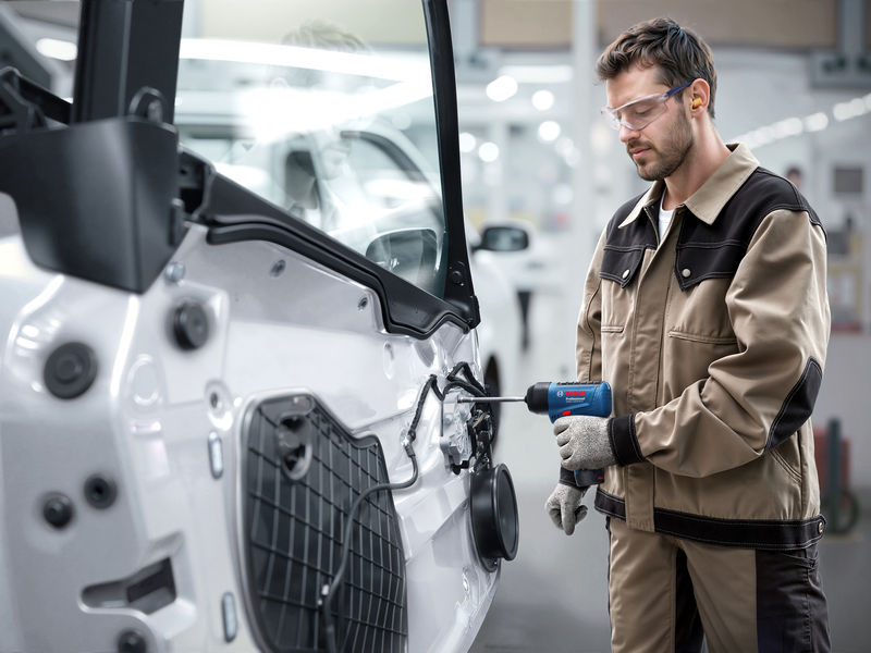 Anwendungsbild, Kunststoff, Autohaube, Schraubendreher, Arbeitsschutz, Kfz-Reparatur