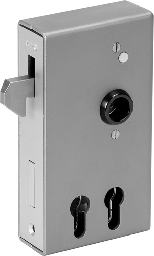 AMF Schiebetor-Schlosskasten 140SD-40ZW für zwei Profilzylinder, blank