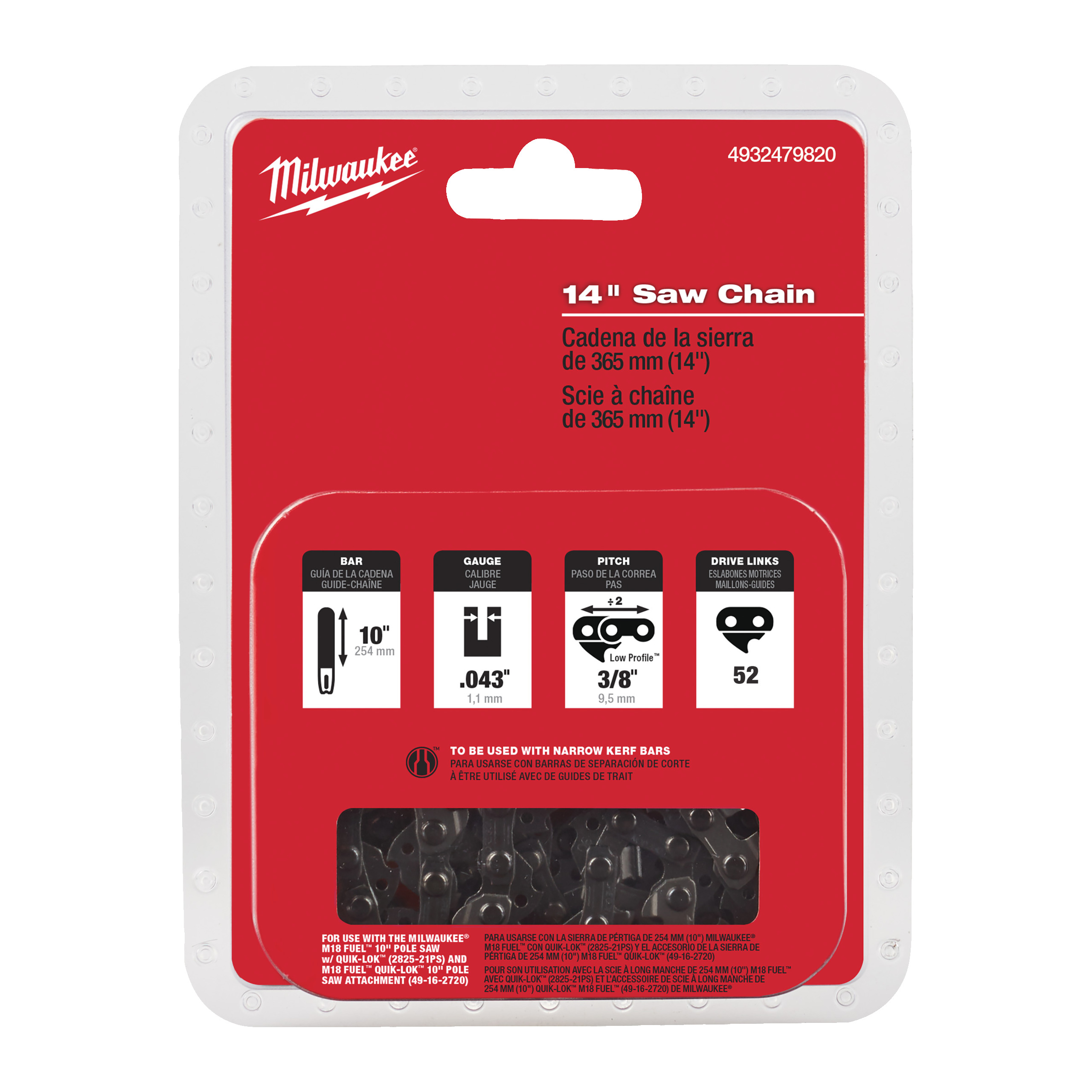 Milwaukee Sägekette 35 cm/14" für M18 FCHS35 Sägekette 35 cm / 14" für M18 FCHS35