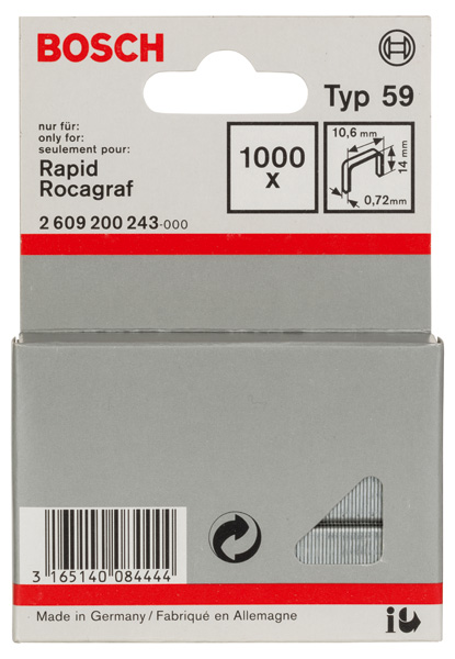 Bosch Feindrahtklammer Typ 59, 10,6 x 0,72 x 14 mm, 1000er-Pack