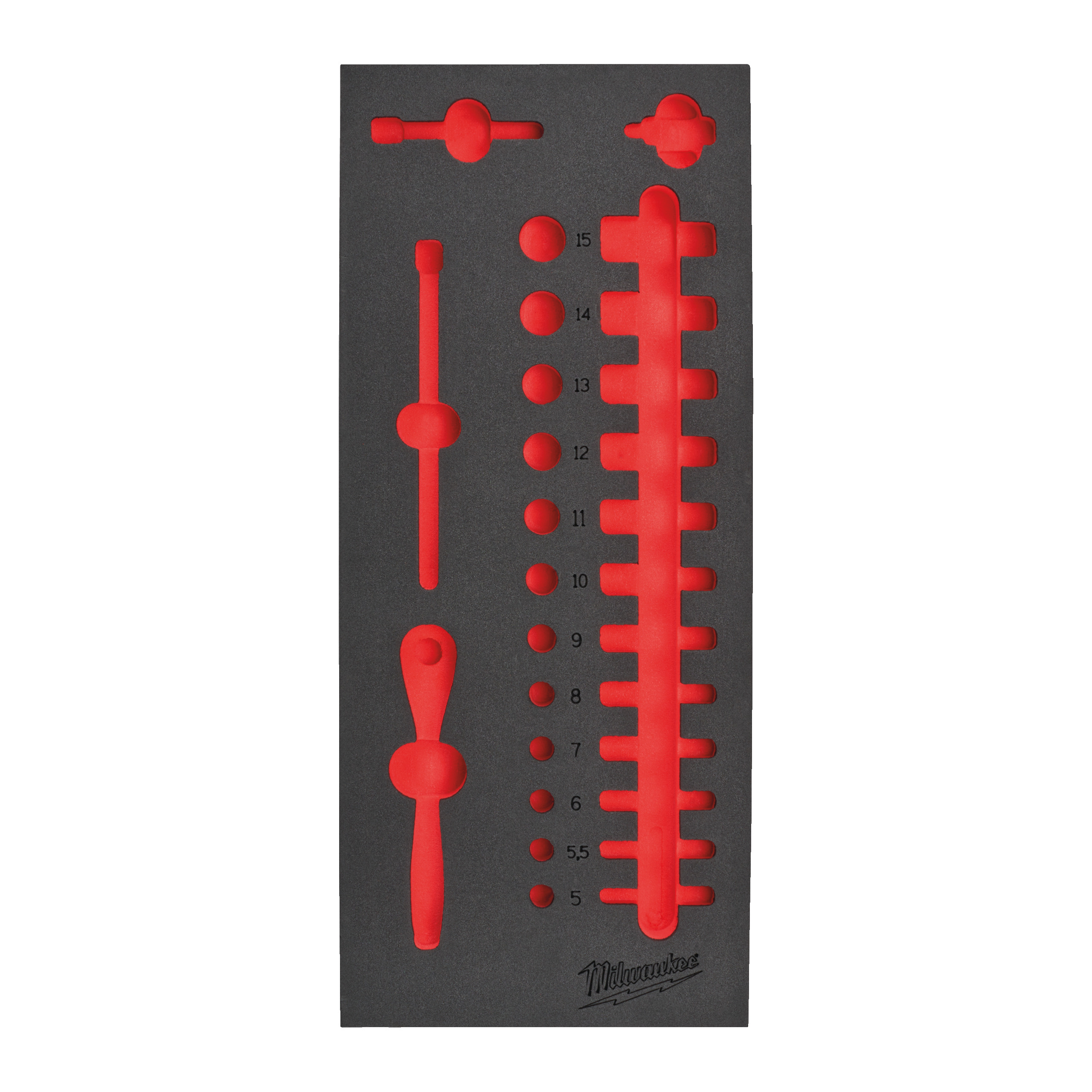 Milwaukee Einlage für 1/4" Ratsche und Steckschlüsseleinsätze, Werkstattwagen 78 cm Ersatz-Einlage 1/3