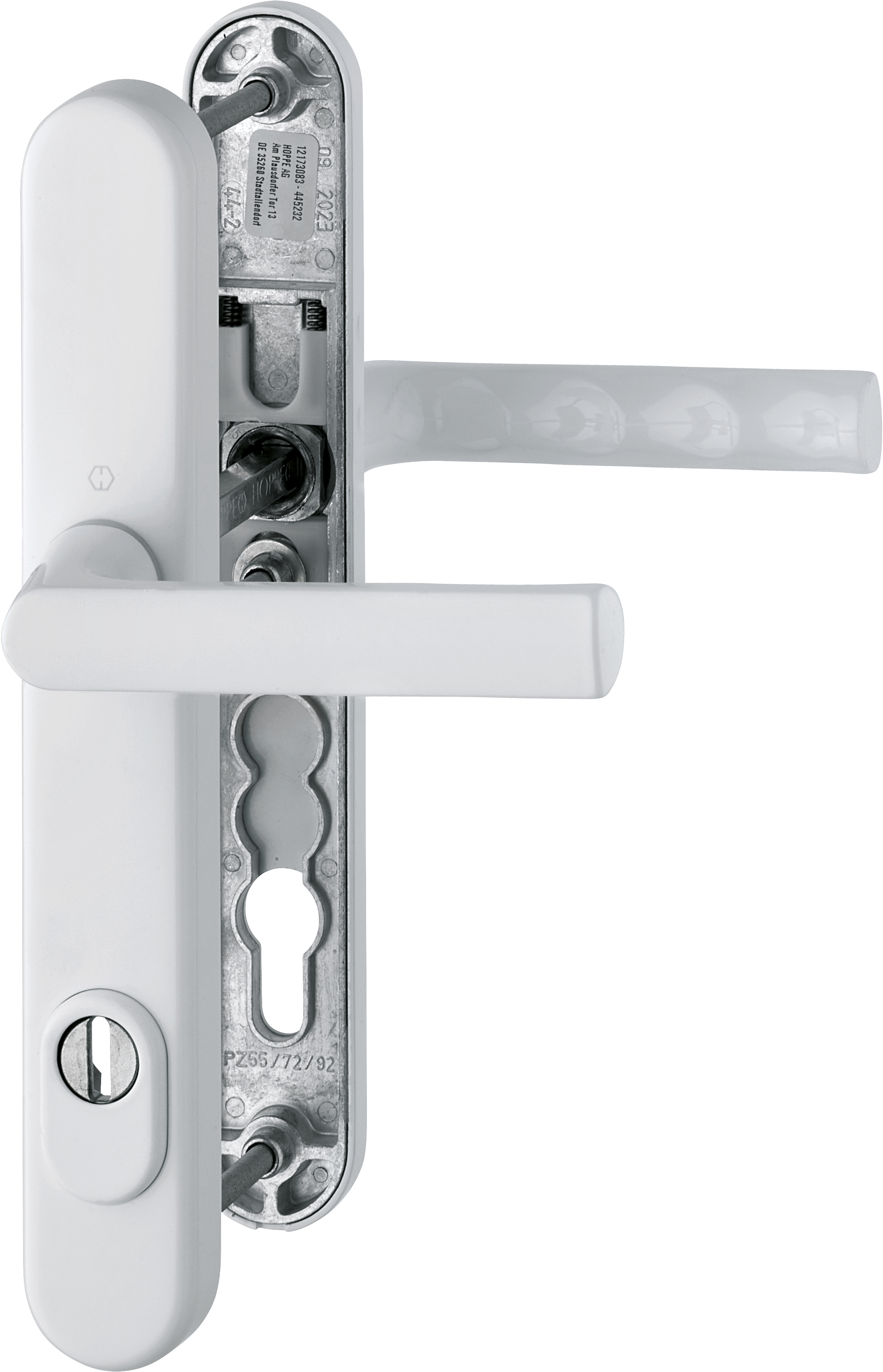 HOPPE Sicherheits-Drückergarnitur Hamburg 1700FA/3359ZA/3357N,Langschild,ES1,ZA92/8,verkehrsw.,TS72-82