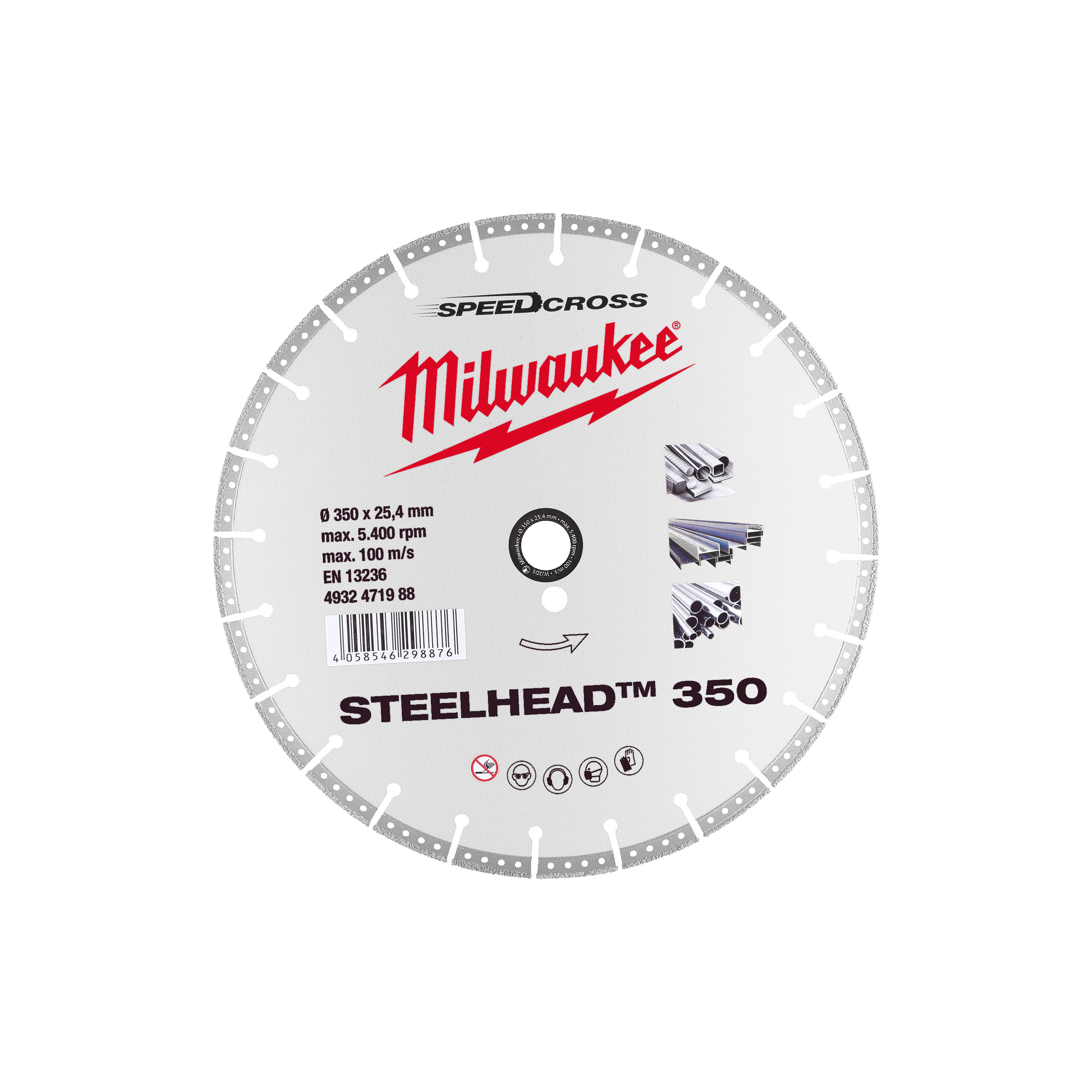 Milwaukee Diamanttrennscheibe für Stahl, Edelstahl und Beton DH STEELHEAD 350 mm