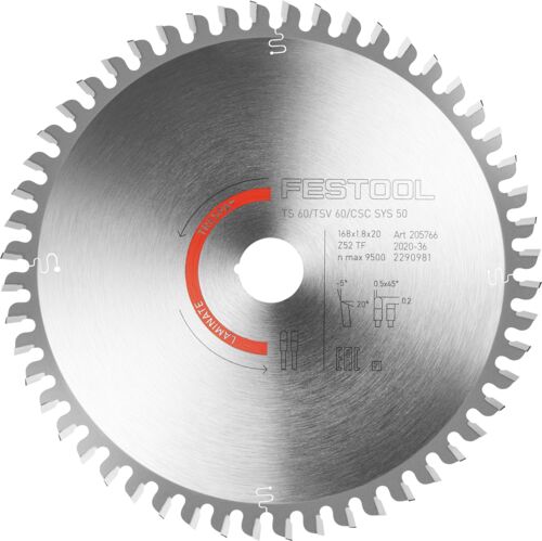 Kreissägeblatt LAMINATE/HPL HW 168x1,8x20 TF 52
