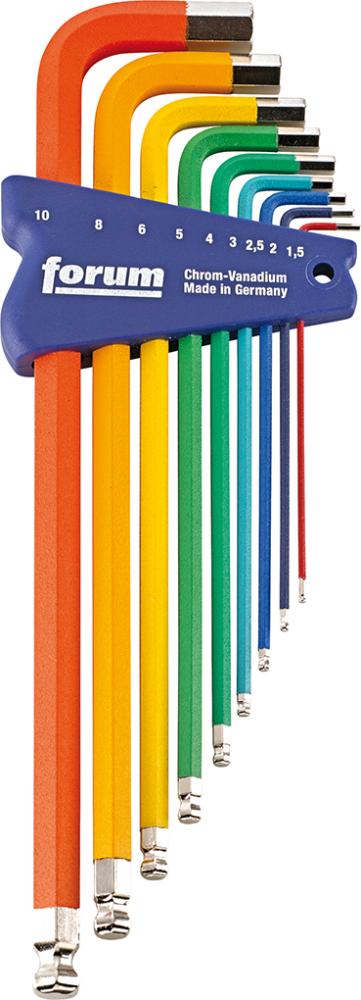FORUM 6kt-Schlüssel-Satz  DIN911L 9tlg. lack. Kugelk.