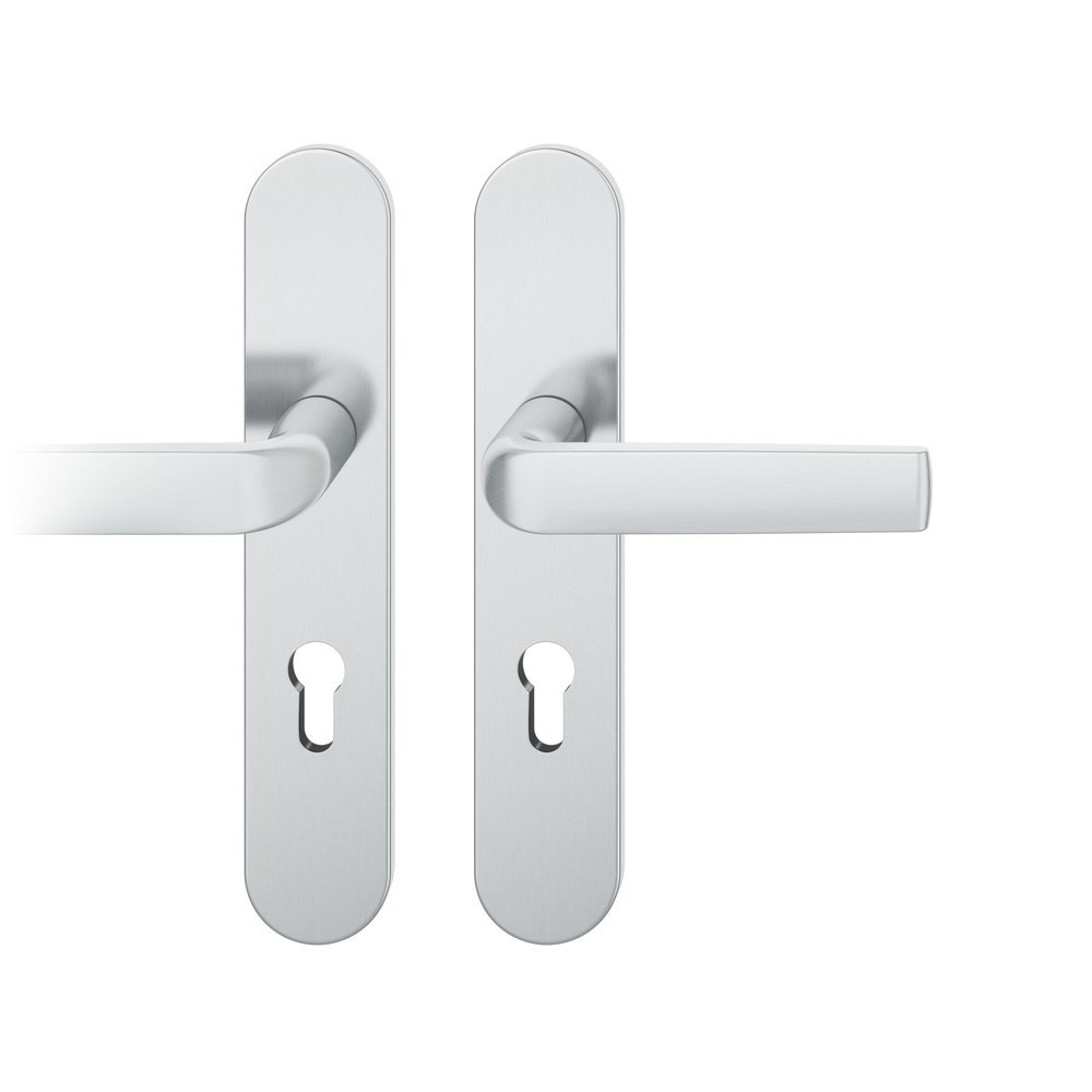 FSB Drückergarnitur mit Langschild 12 1267, VK 8, oval, mit Nocken, Edelstahl