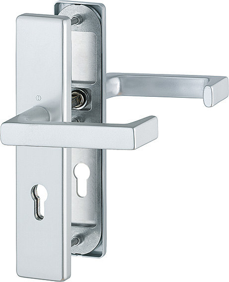 HOPPE Detroit FH Schutz-Drückergarnitur mit Langschild FS-1644F/2221/2210, Aluminium