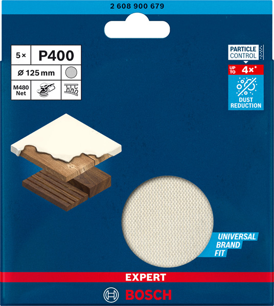 Bosch EXPERT M480 Schleifnetz für Exzenterschleifer, 125&nbsp;mm, K 180, 50&nbsp;Stück