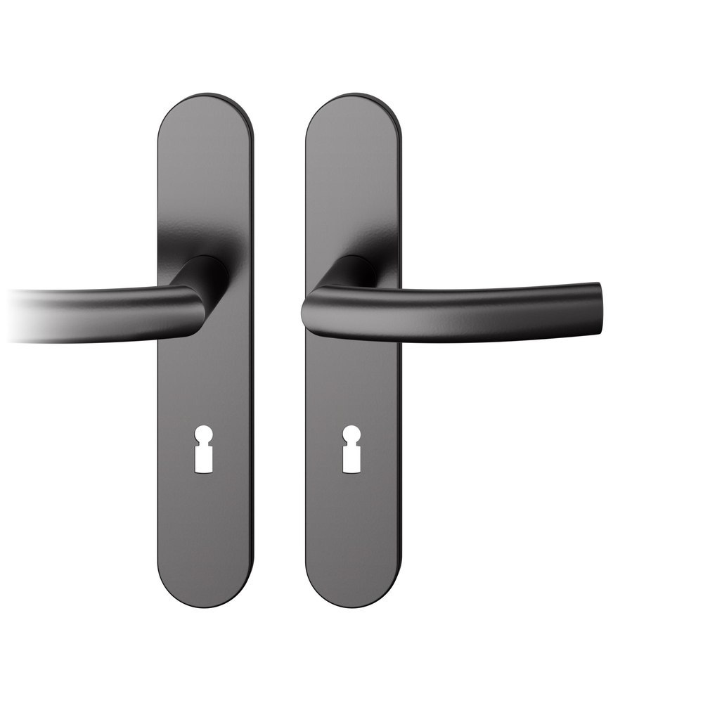 FSB Drückergarnitur mit Langschild 12 1107, VK 8,5, oval, mit Nocken, Aluminium