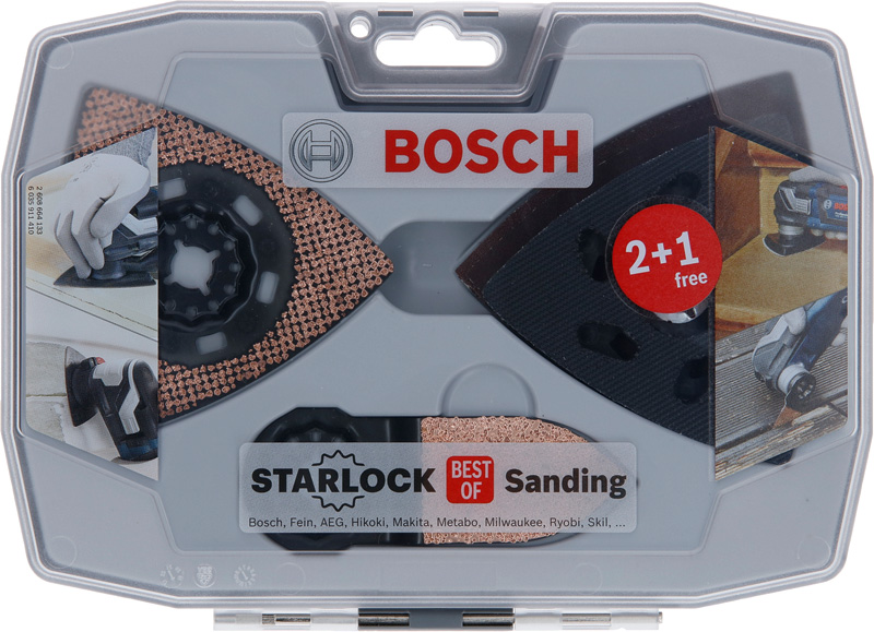Bosch Starlock Schleifset AVZ 93 G/90 RT6/32 RT4, Wood & Paint Schleifpapier (3x)