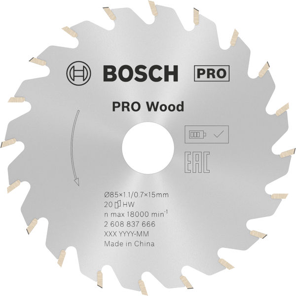 Bosch PRO Wood cordless Kreissägeblatt