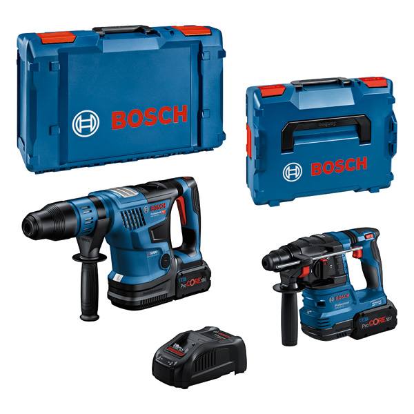 Bosch Akku-Combo Kit 2-tlg. 18V: Bohrhammer GBH 18V-22 + Bohrhammer GBH 18V-36C (BT), 2 x Akku, Schnellladegerät