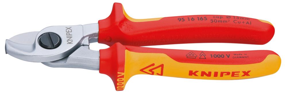 KNIPEX Kabelschere  VDE mit Mehrkomponenten-Griffen 165mm
