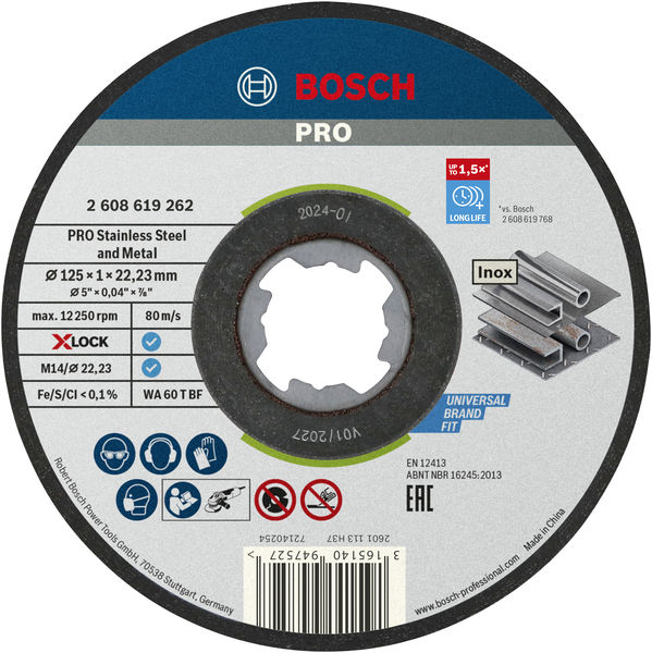 Bosch PRO Stainless Steel and Metal X-Lock Trennscheibe, 125 x 1 x 22,23 mm