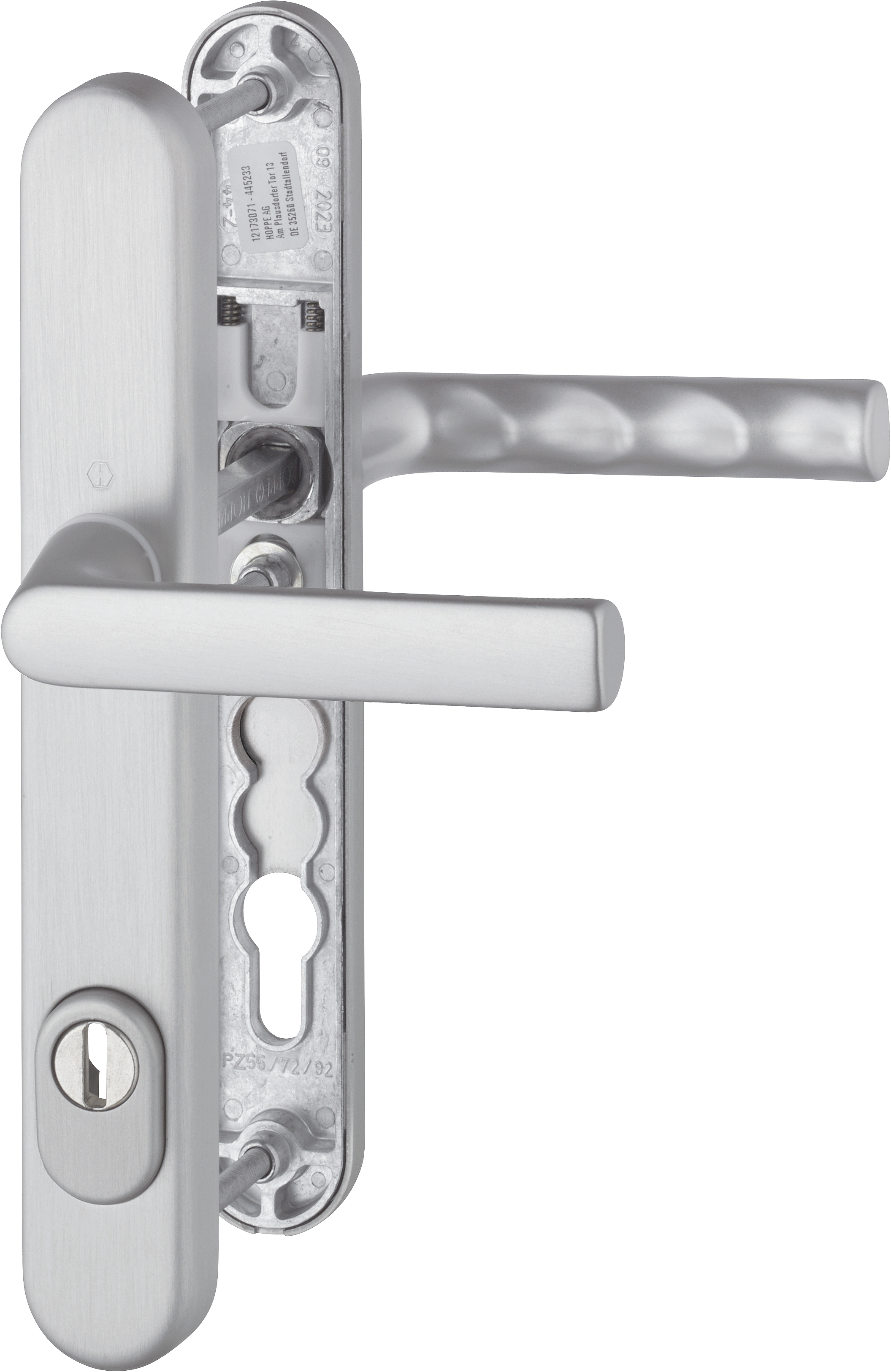 HOPPE Sicherheits-Drückergarnitur Hamburg 1700FA/3359ZA/3357N,Langschild,ES1,ZA92/8,F31-1,TS72-82