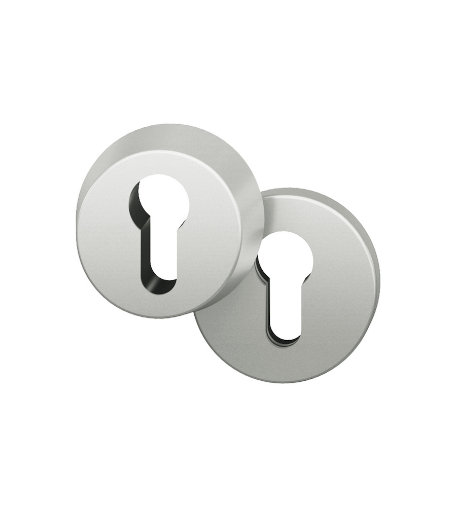 FSB Schutzrosetten-Satz 73 7391, aufliegend, rund, 14mm, ohne Zylinderabdeckung/Profilzylinder gelocht, ähnlich RAL 9016 farbig kunststoffbeschichtet, Türstärke 67 - 71mm, Durchmesser Rosette (außen) 55mm