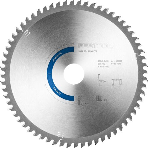 Kreissägeblatt ALUMINIUM/PLASTICS HW 216x2,3x30 W60