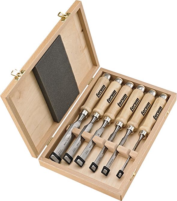 FORUM Stechbeitel-Satz  Holzheft6tlg.im Holzkasten