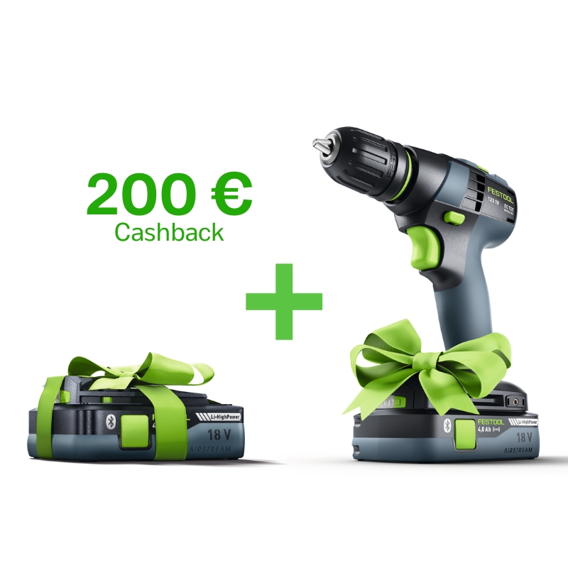 Akku-Bohrmaschine, Drehschrauber, Schwarz-Grün, Lithium-Ion, 20 0€ Cashback