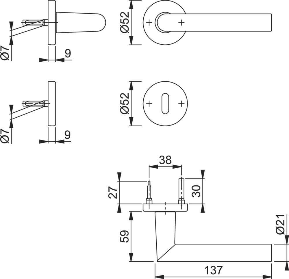 HOPPE Drückergarnitur 1400/42KB/42KBS,Rosette,Buntbart,8,F1,TS37-47