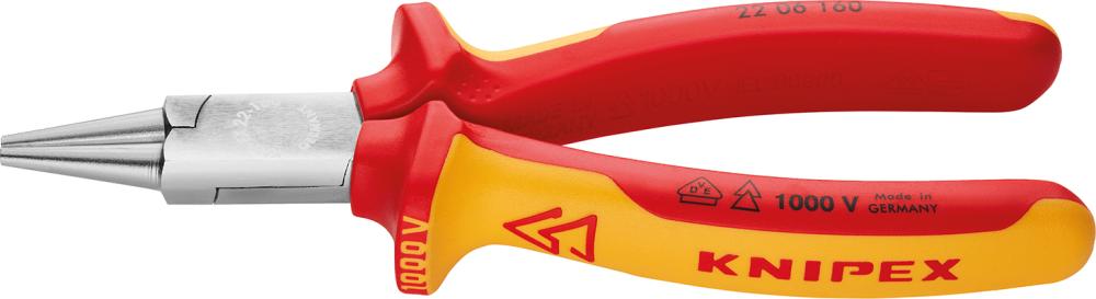 KNIPEX Rundzange  VDE mit Mehrkomponenten-Griffen 160mm
