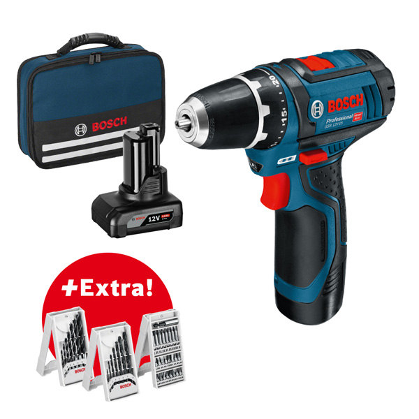 Bosch Professional-Set: Akku-Bohrschrauber GSR 12V
