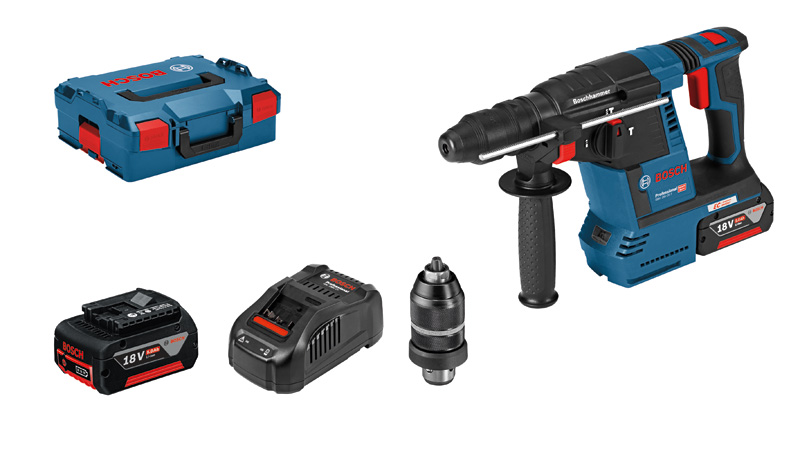 Bosch Akku-Bohrhammer mit SDS plus GBH 18V-26F,L-BOXX 136, 2 x Li-Ion-Akku 5,0 Ah