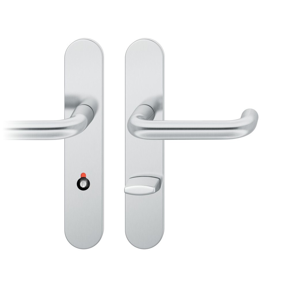 FSB Drückergarnitur mit Langschild 72 1070, oval, AGL3, Edelstahl