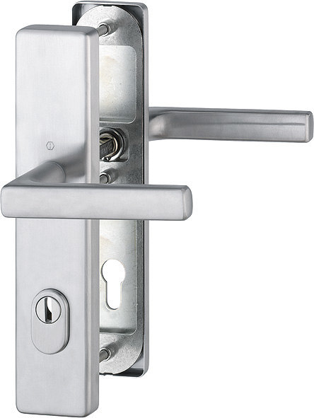 HOPPE FH Schutz-Drückergarnitur Dallas mit Langschild FS-E1643F/2222ZA/2210, Edelstahl