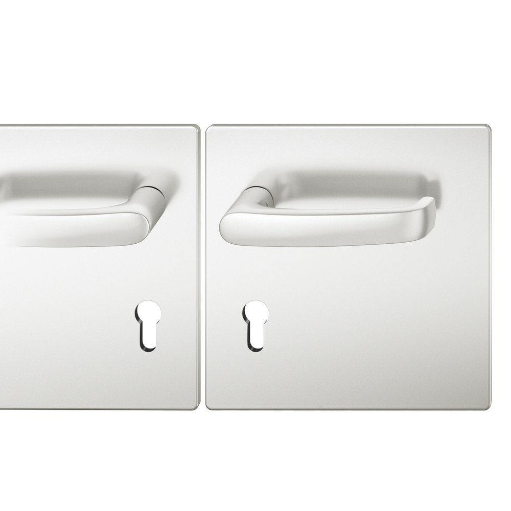 FSB für Feuerschutz Drückergarnitur 79 1045, Breitschild, eckig, Profilzylinder gelocht, Entfernung 72mm, Vierkant 9mm, DIN Links-Rechts, Türstärke 39 - 48mm, mit Stütznocken, naturfarben eloxiert, Ausgleichslager® 3