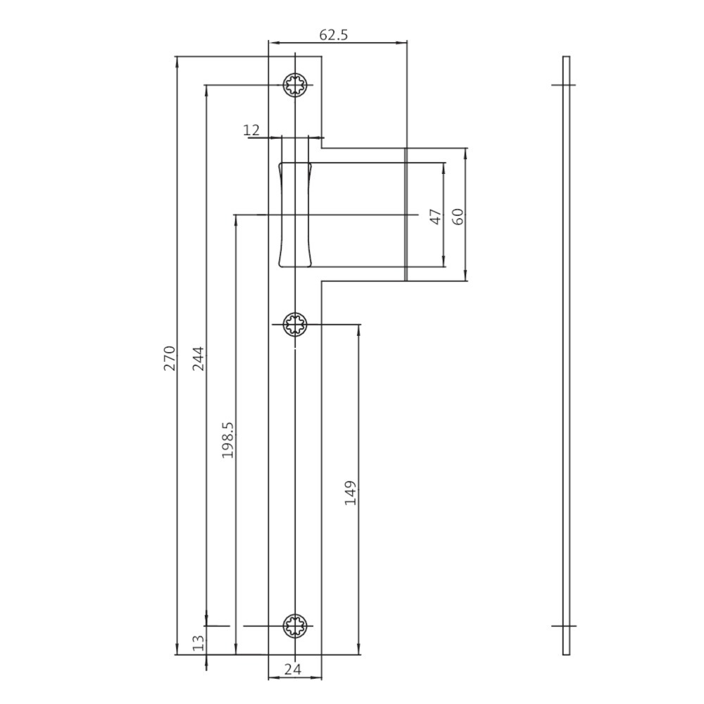 Lappenschließblech BKS B 9000, kantig, Edelstahl