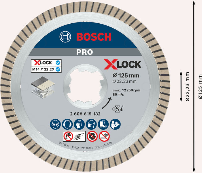 Bosch PRO Ceramic X-Lock Diamanttrennscheibe, 125 x 22,23&nbsp;mm, 22,23&nbsp;mm