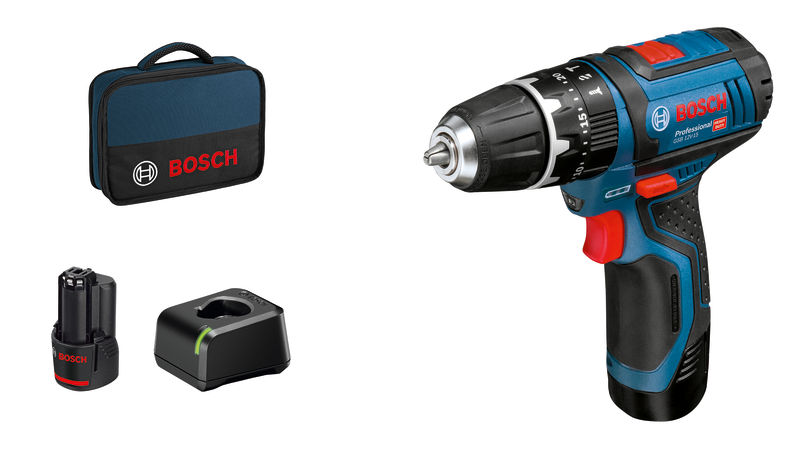 Bosch Akku-Schlagbohrschrauber GSB 12V-15, mit 2 x 2.0 Ah Li-Ion Akku