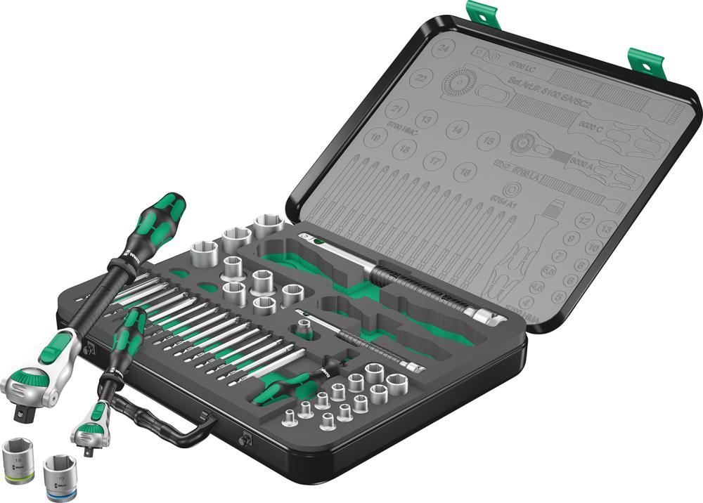 WERA Steckschlüssel-Satz  ZYKLOP speed 1/4" und 1/2" 43-teilig