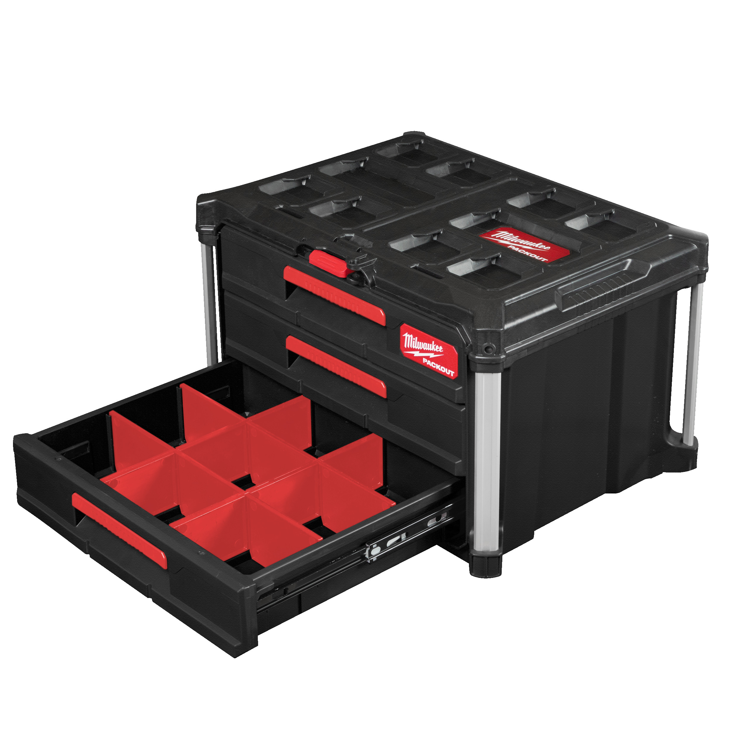 Milwaukee Koffer 560 x 410 360 mm PACKOUT mit 3 Schubladen