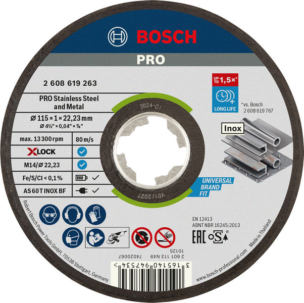 Bosch PRO Stainless Steel and Metal X-Lock Trennscheibe, 115 x 1 x 22,23 mm
