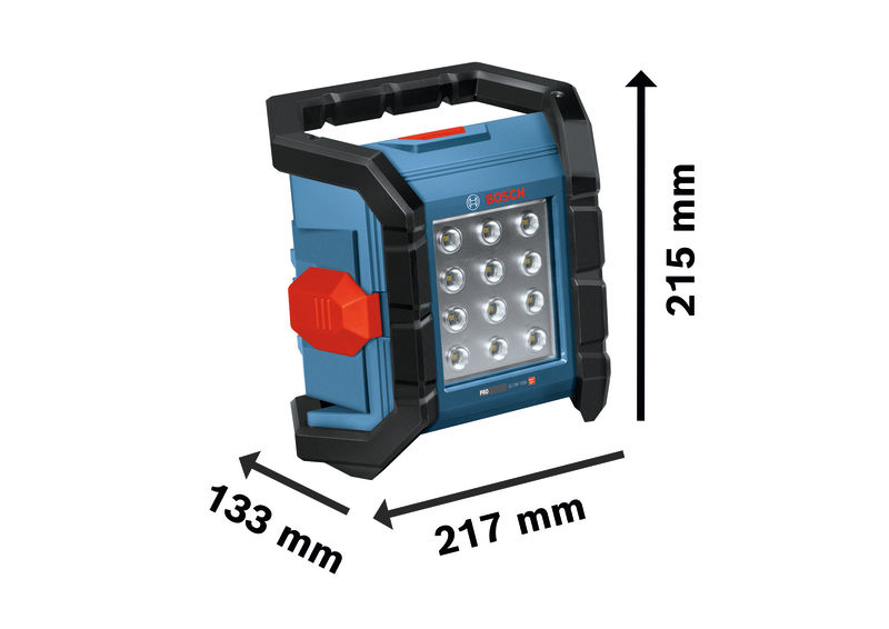 Bild der Produktabmessungen, LED, Arbeitslampe, Portabel, Borosil, Bosch