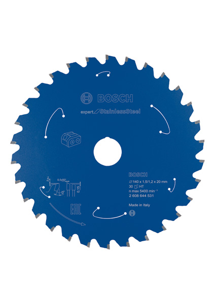 Bosch Akku-Kreissägeblatt Expert for Stainless Steel, 140&nbsp;x&nbsp;1,5/1,2&nbsp;x&nbsp;20, 30&nbsp;Zähne