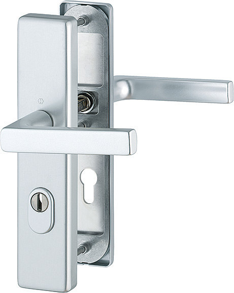 HOPPE FH Schutz-Drückergarnitur Dallas mit Langschild FS-1643F/2222ZA/2210, Aluminium