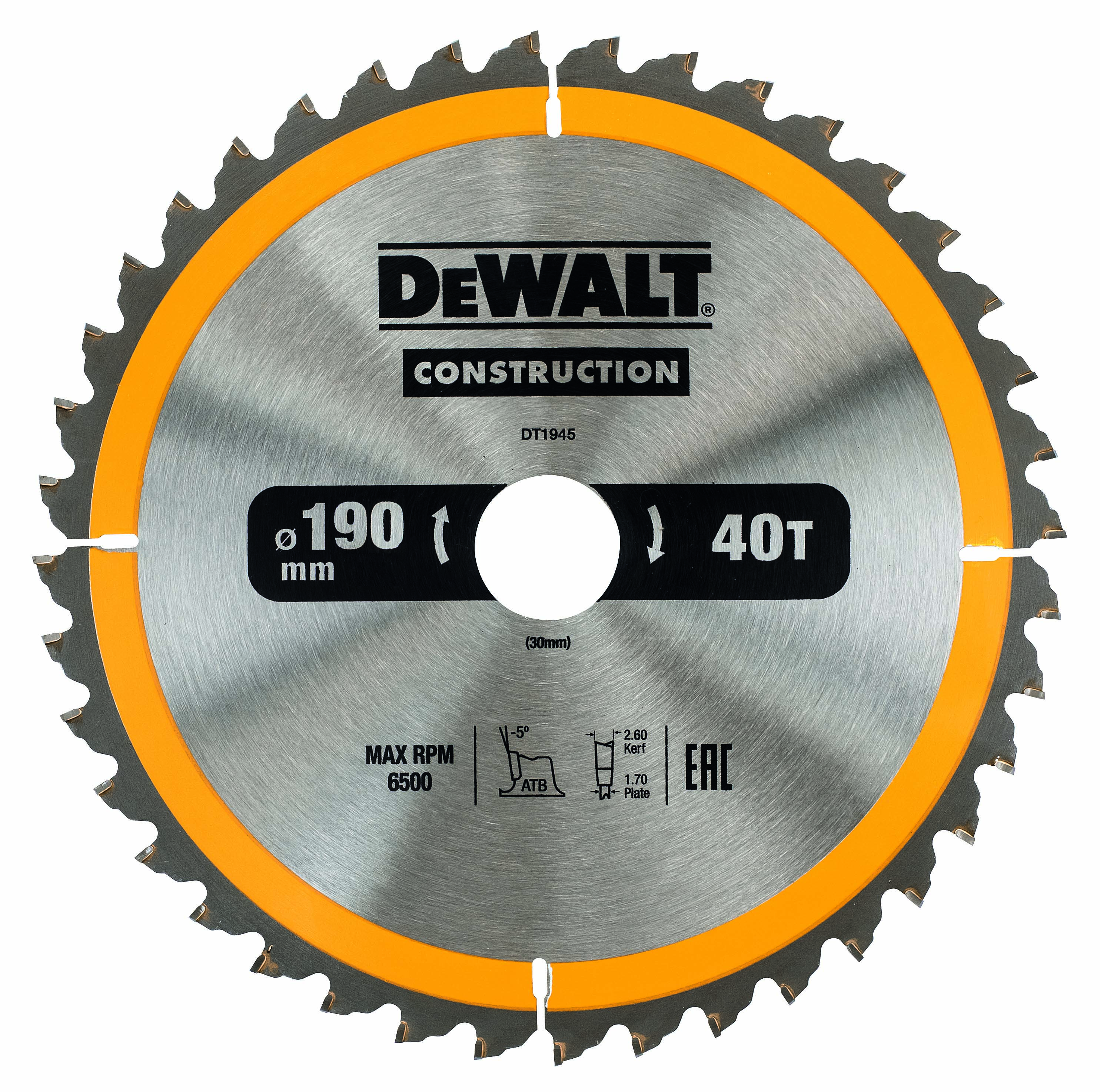 Kreissägeblatt DEWALT Handkreissäge 190/30mm 40WZ