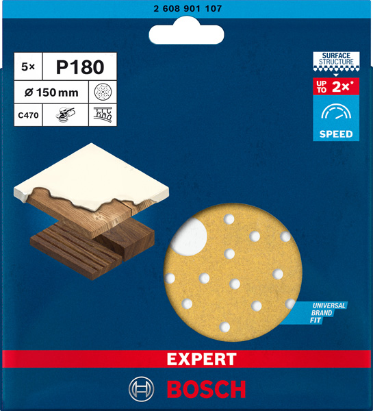 Bosch EXPERT C470 Schleifpapier mit 8&nbsp;Löchern für Exzenterschl., 125&nbsp;mm, K 150, 50-tlg.