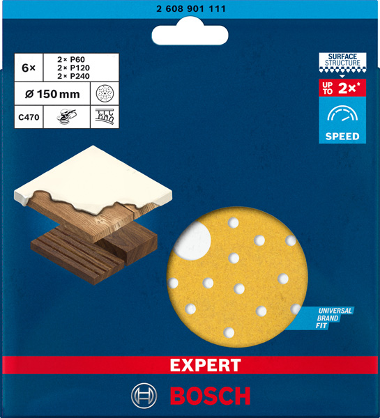 Bosch EXPERT C470 Schleifpapier Mehrloch für Exzenterschleifer, 150&nbsp;mm, K 320, 50-tlg.