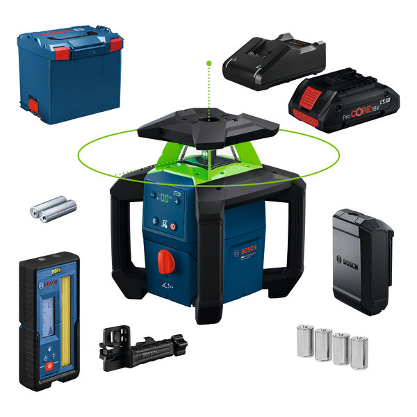 Produktbild Lieferumfang, Stativ, Batterie, Messgerät, Inhalt Akku, Ladegerät