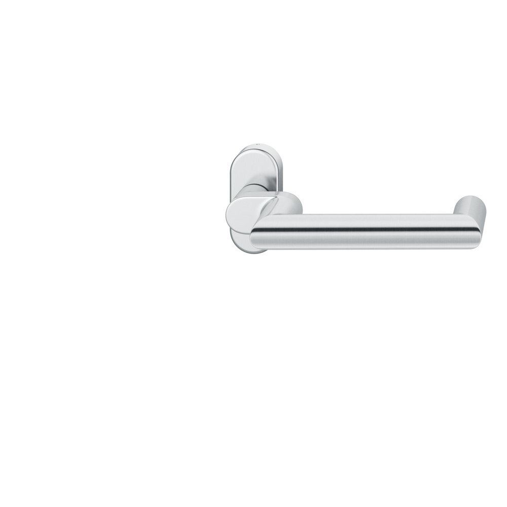 FSB Halbgarnitur 06 1016, ohne Schlüsselrosette, oval, Vierkant 8mm, DIN Links-Rechts, ohne Stütznocken, grau, edelstahl fein matt, Hochhaltefeder B