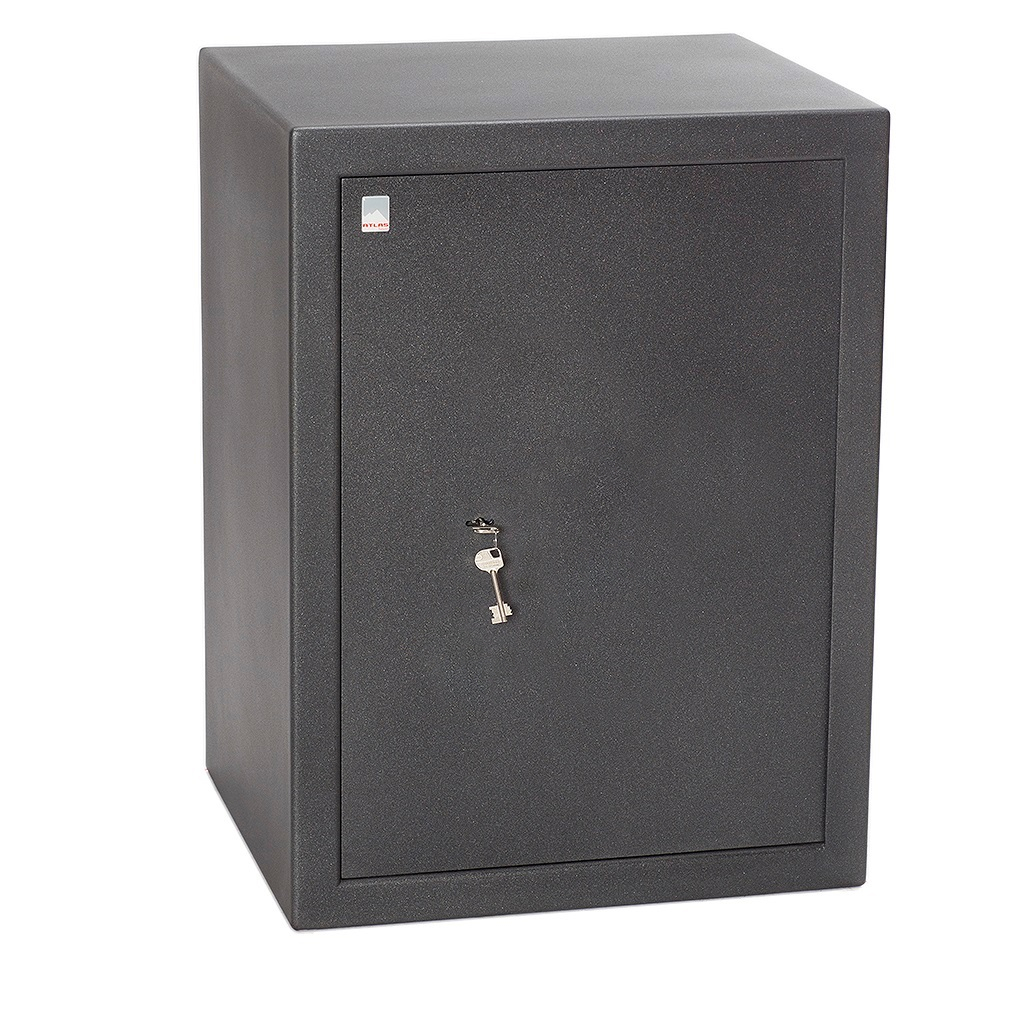Safe, Safe, Note: The image shows a dark grey metal safe with a lock and keys, Safe box, Security cabinet